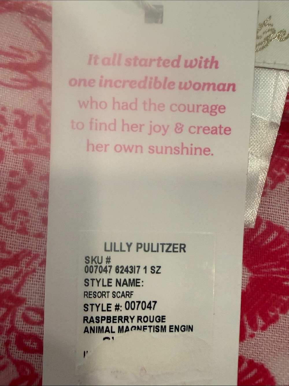 Lilly Pulitzer Raspberry Rouge Floral Resort Scarf - Picture 4 of 4